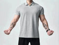 Retro fashion brand all-match casual t-shirt for men solid colour Henry collar loose fit pullover top polyester