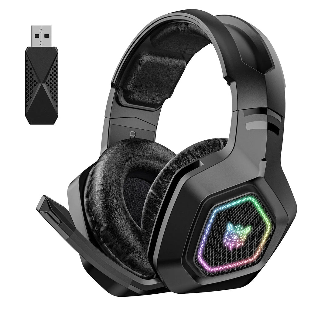 Wireless gaming headset with RGB lighting, Bluetooth and 2.4G connectivity, PC ABS build, black colour