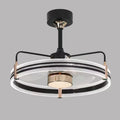 Black chandelier ceiling fan with remote control, three colour light modes, and ABS blades for living room