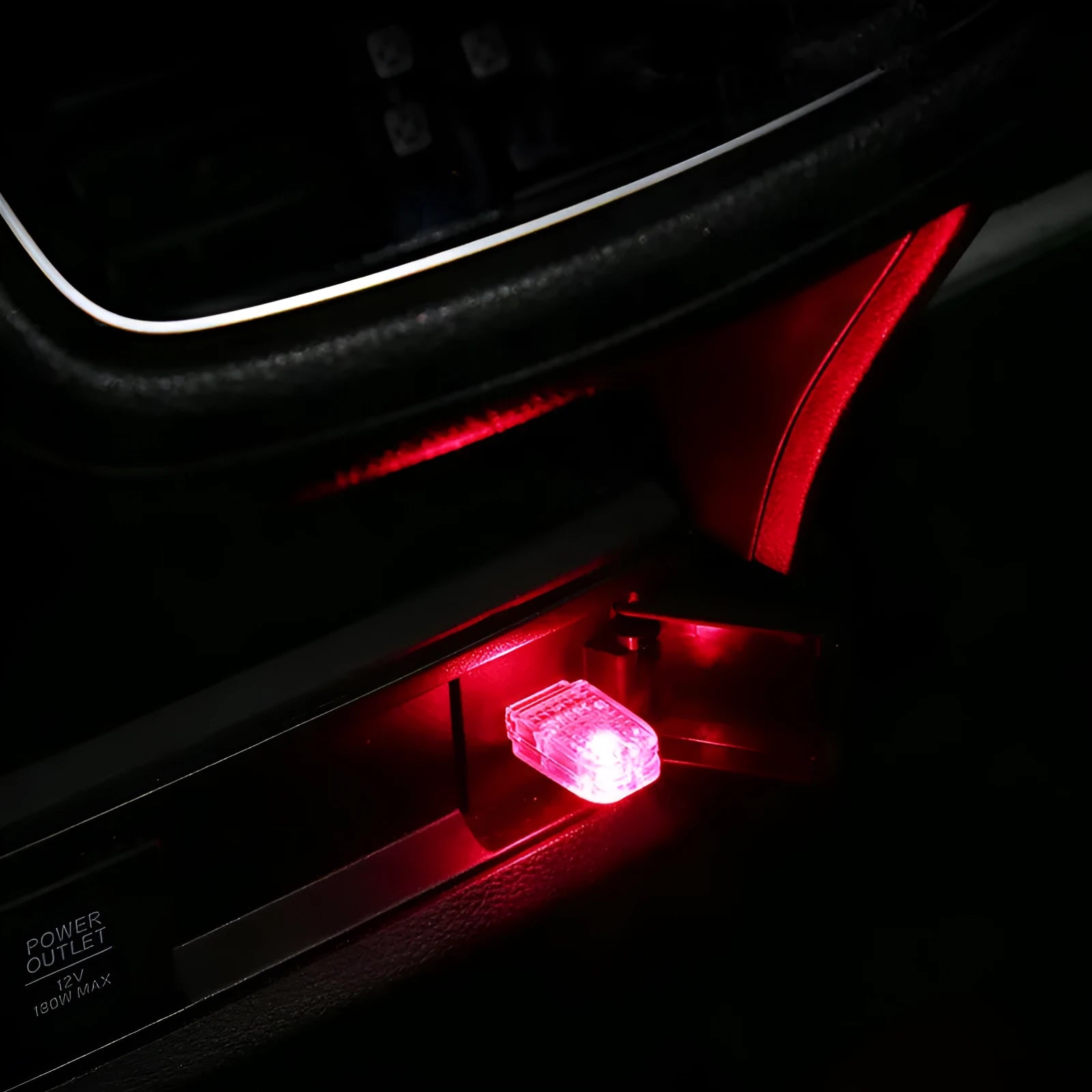 Car USB atmosphere light with touch switch, five colour modes, and RGB voice control in an ABS plastic housing