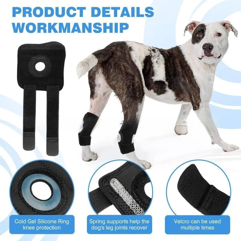 Black polyester dog leg guard for ACL tear and joint dislocation rehabilitation.