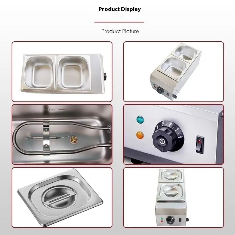 Commercial electric heating chocolate melting machine with dual pots and temperature control