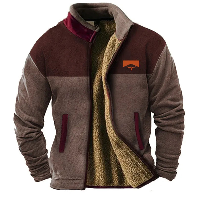 Men's green polyester padded coat with regular fit and fleece lining