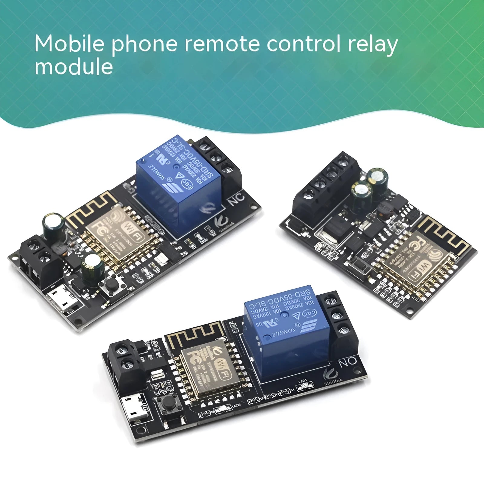 Mobile phone remote control relay module with smart home app support, DC5V and wide voltage options