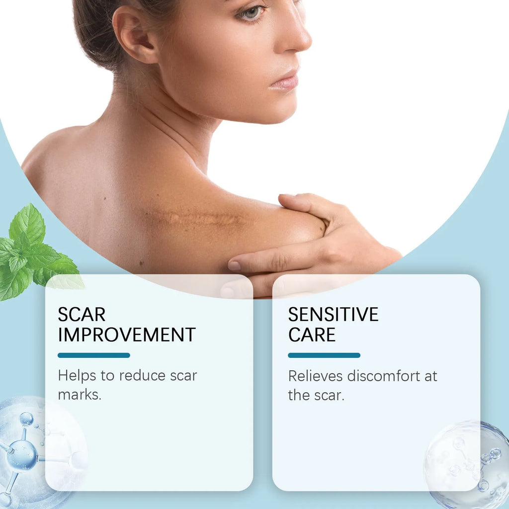Roll of clear silicone scar paster sheet with mint leaf active ingredient