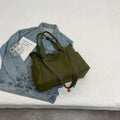 Large capacity shoulder canvas tote bag in solid colour with external sandwich pocket
