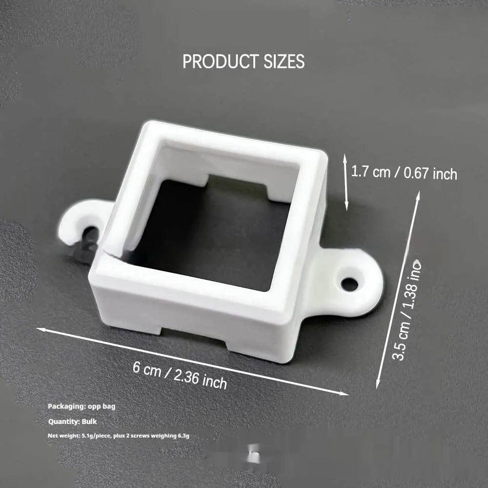 White plastic LED light fixed bracket and protective lampshade measuring 1.7 by 6 centimetres.