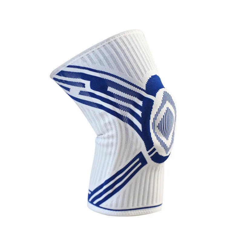 Blue cotton knee pads with high elasticity for basketball and running sports
