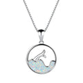 White gold electroplated copper fishtail necklace with geometric design and round opal elements