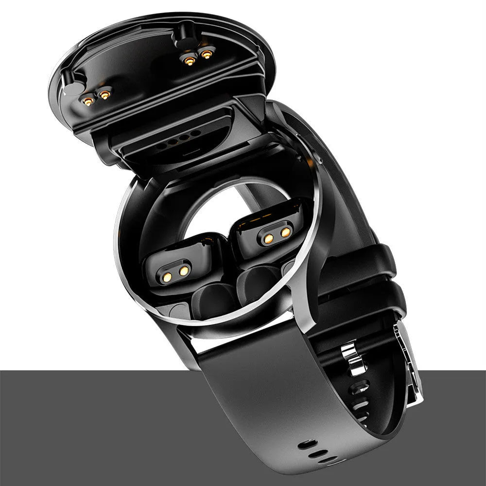 X7 smart watch with TWS earbuds, 1.32 IPS HD screen, IP67 waterproof, black strap, zinc-alloy case