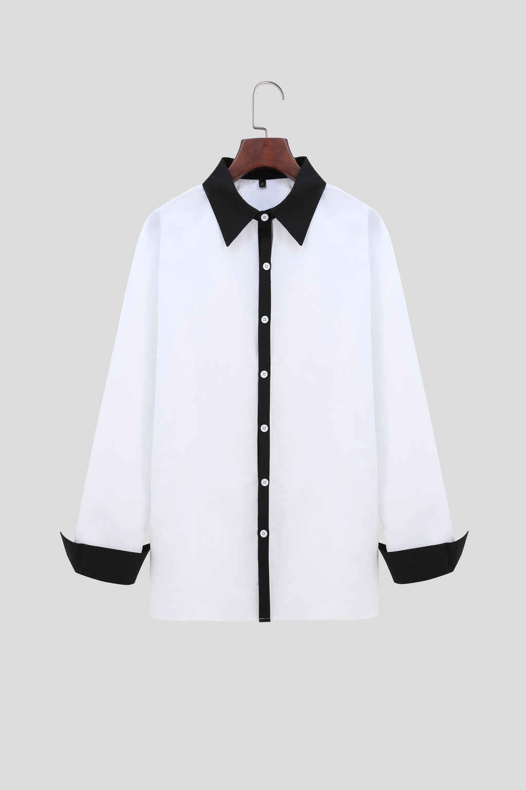 Men's long-sleeved colour-blocked shirt in white with contrasting colour panels on chest and sleeves