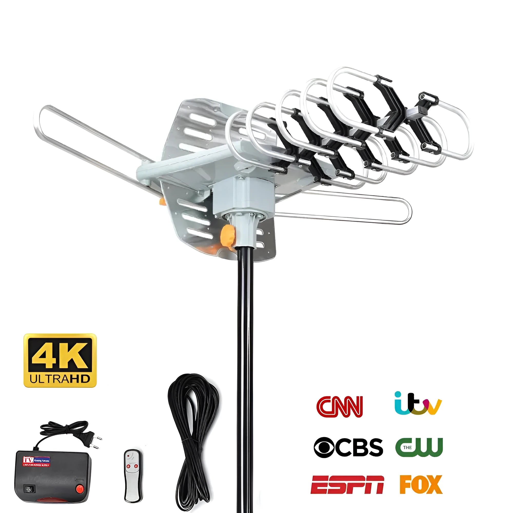 GR-1002 rotatable outdoor digital television antenna with high 28-36 dB gain for improved TV signal reception