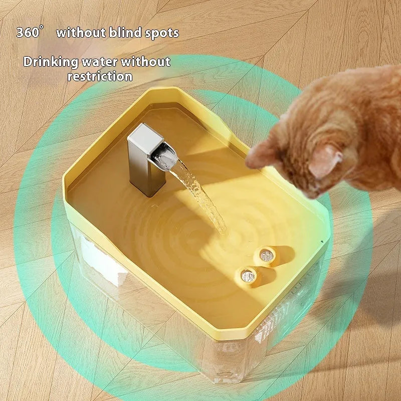 Cat water fountain in matte grey plastic with 1.5L tank and circulating pump for pet hydration
