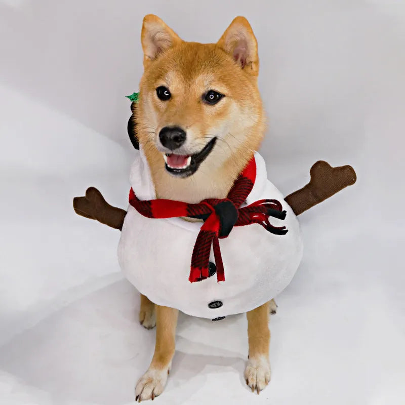 Christmas snowman funny transformation dog costume for pets made of polyester in snowman colour