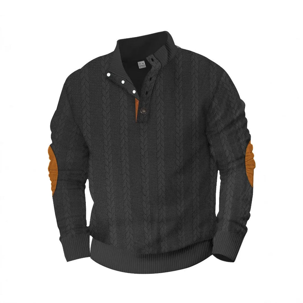 Solid colour men's sweatshirt with patch embroidery, regular fit, polyester fabric, available in multiple colours