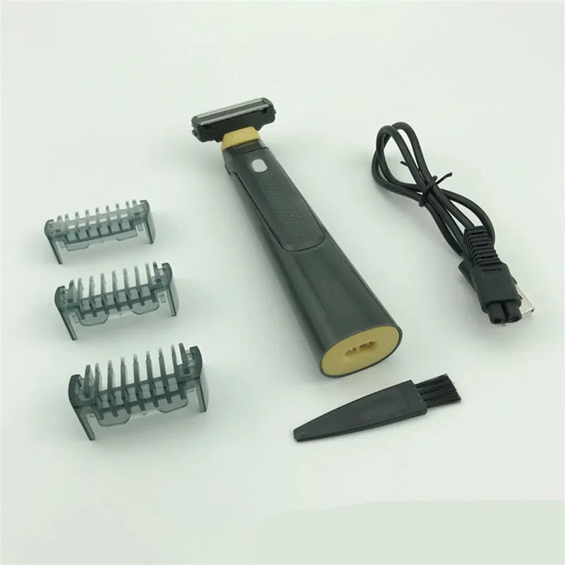 Wireless rechargeable precision shaver with LED light and ergonomic handle