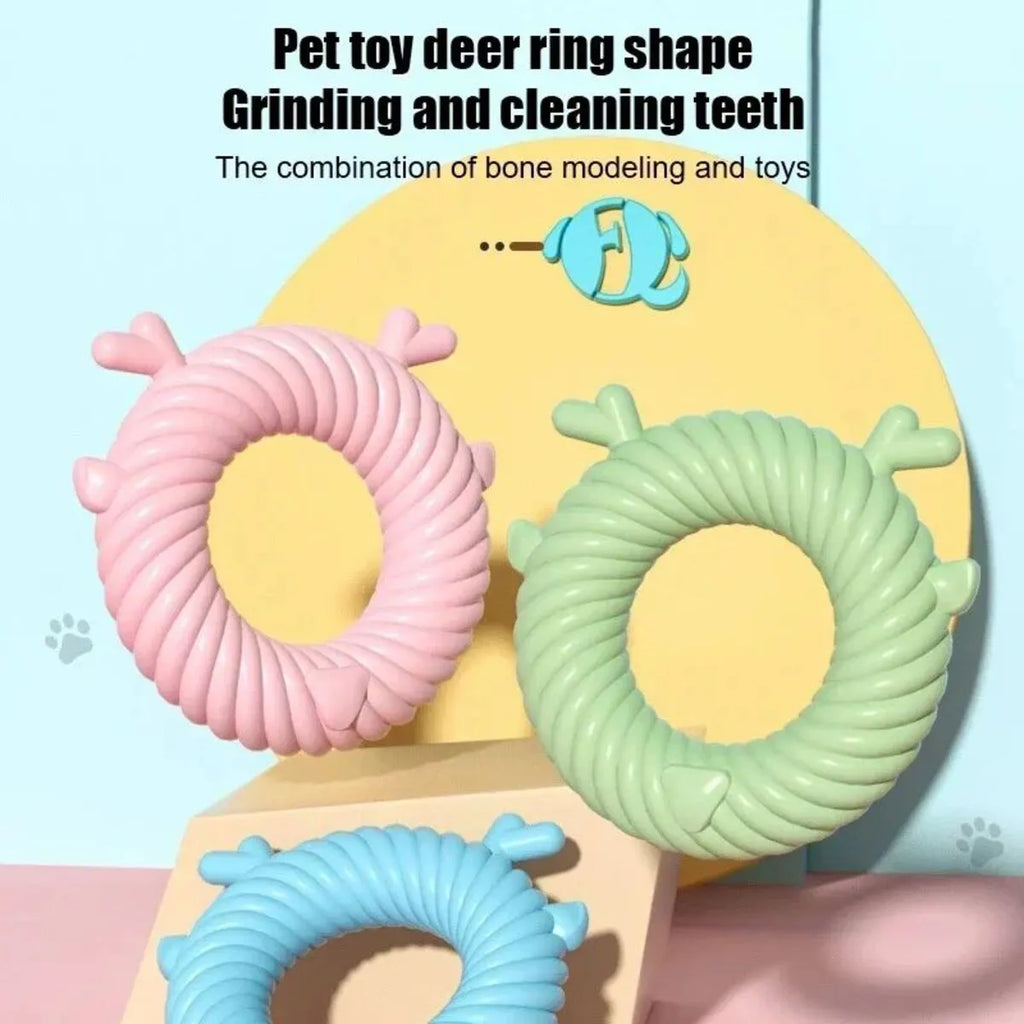 Dog chew toy in TPR material with spiral groove, deer sound, Light Sky Blue colour, 12.5 cm by 13 cm