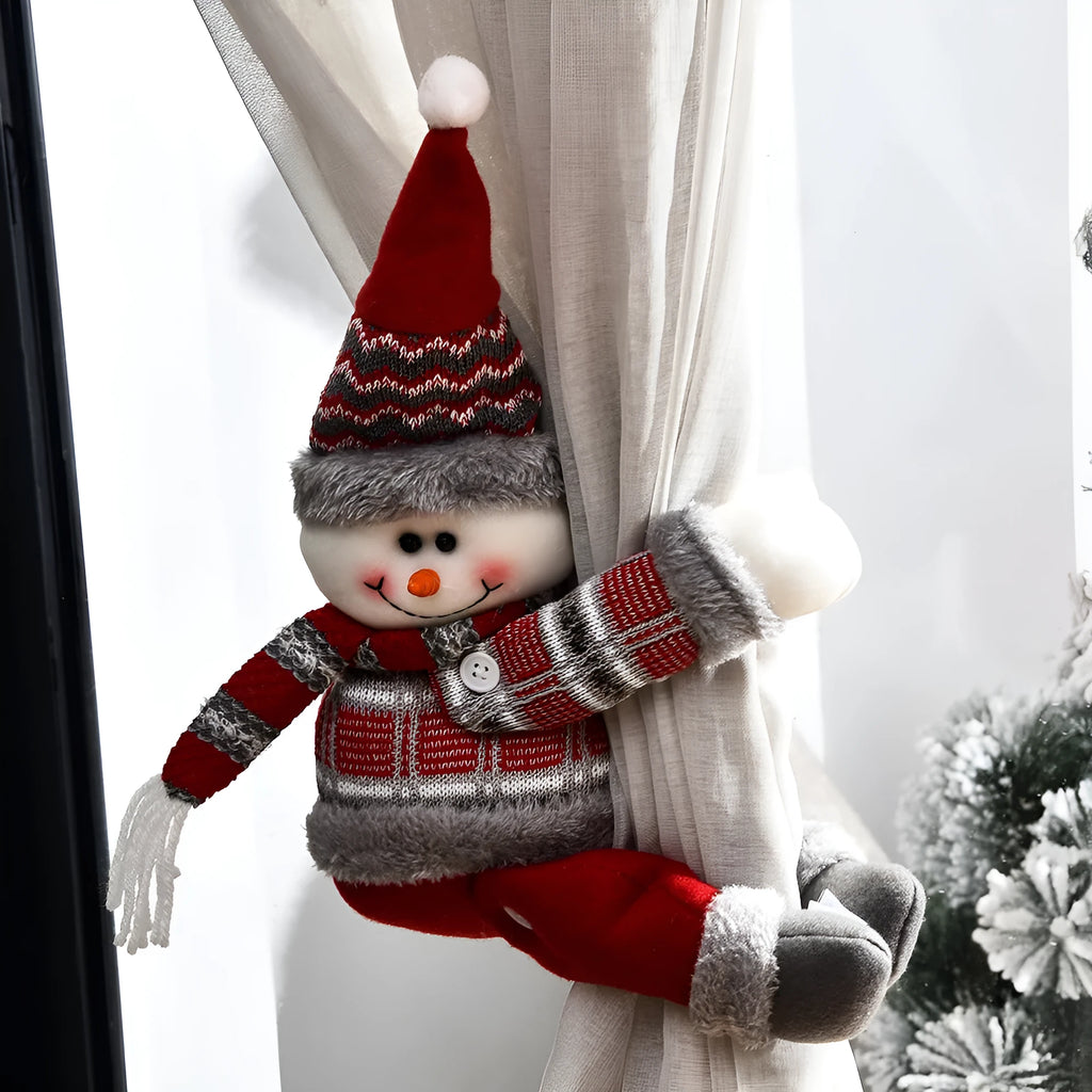 Christmas curtain decorative button cartoon doll cloth fabric buckle Santa Claus style