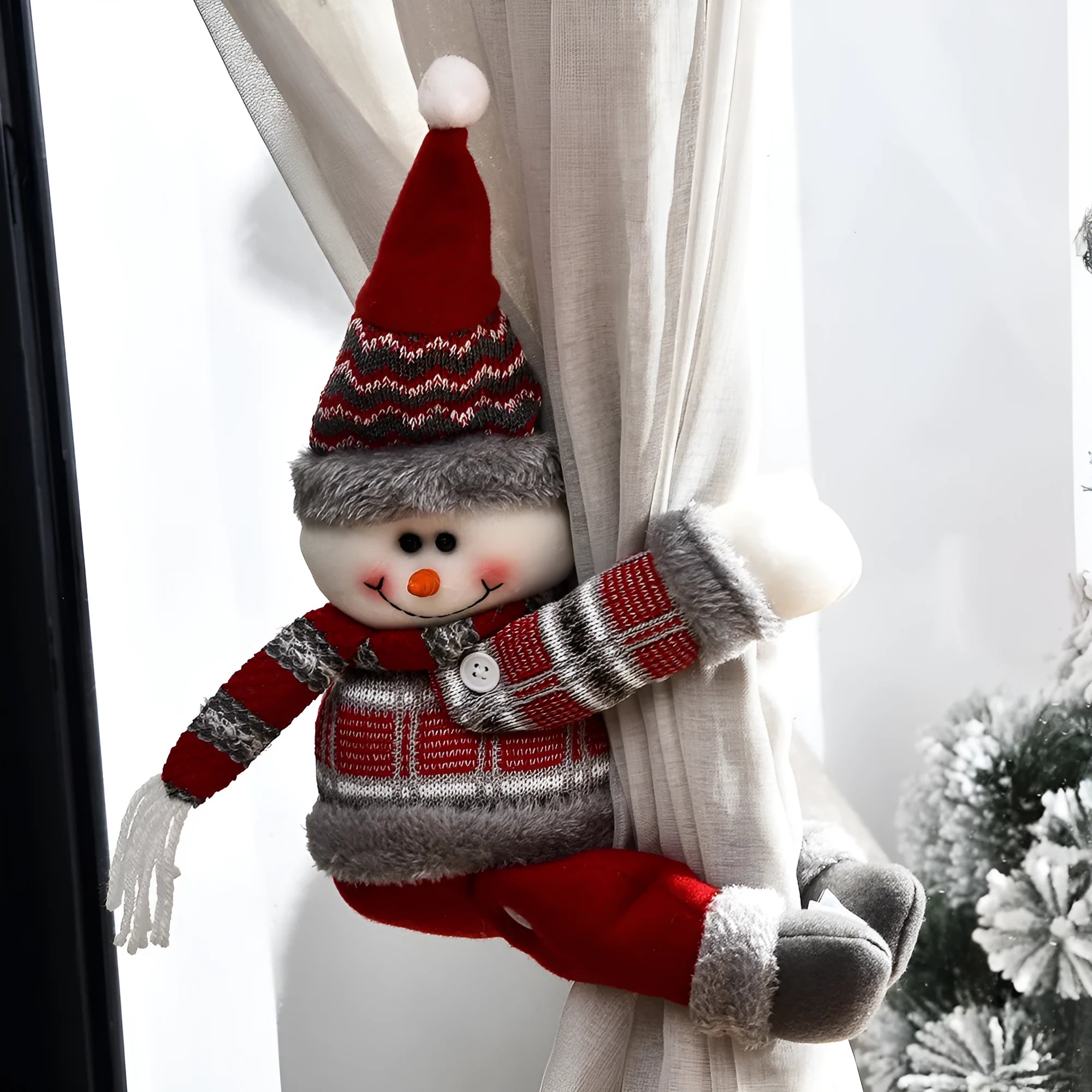 Christmas curtain decorative button cartoon doll cloth fabric buckle Santa Claus style