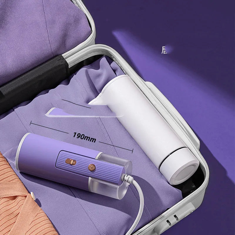 Portable foldable steam iron 130ml 220V in Grey Lotus Root Purple on white background
