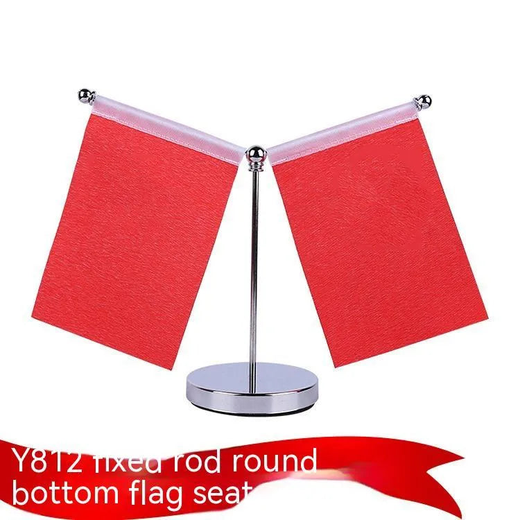 Red flag on telescopic rod car dashboard decoration with metal base simple style