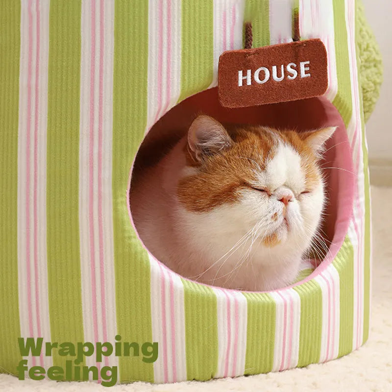 Cauliflower Tree Hole Nest three-dimensional enclosed small dog house cat house plush foam indoor green