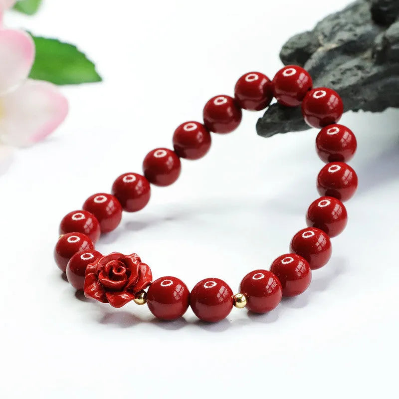 Natural cinnabar purple gold sand rose bracelet 8mm handcrafted stone bead women's national style