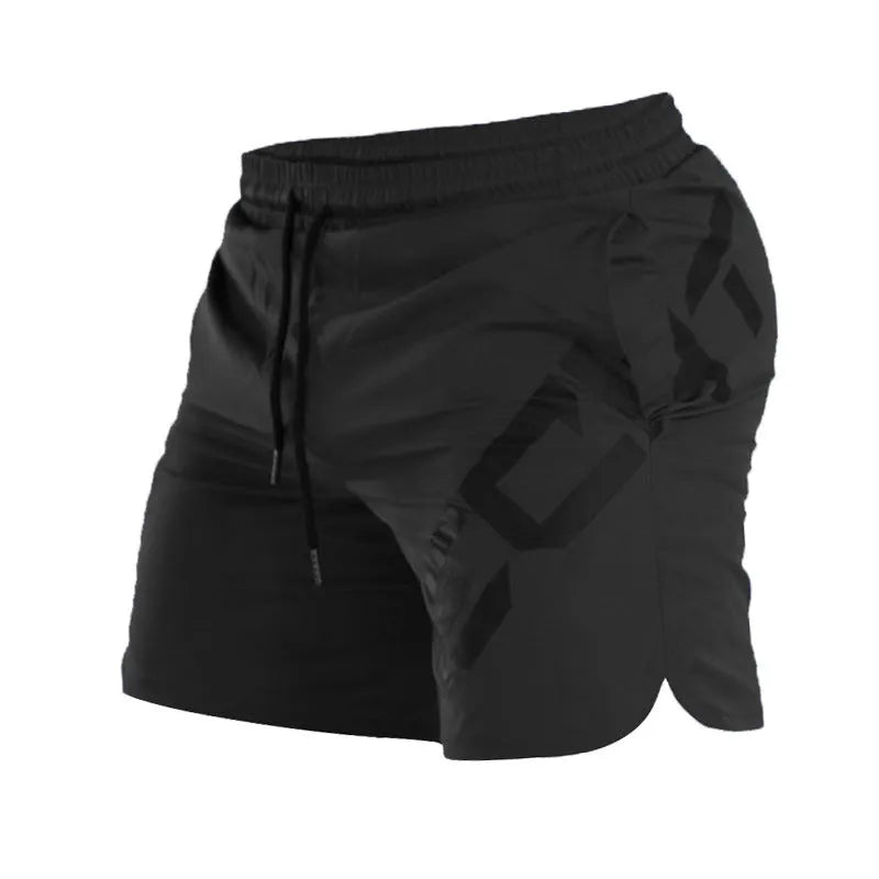 Men's elastic training shorts in quick-drying nylon blend fabric
