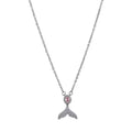 Women's 925 sterling silver fishtail pendant necklace with O-ring chain, adjustable 41-50cm, diamond finish, geometric style