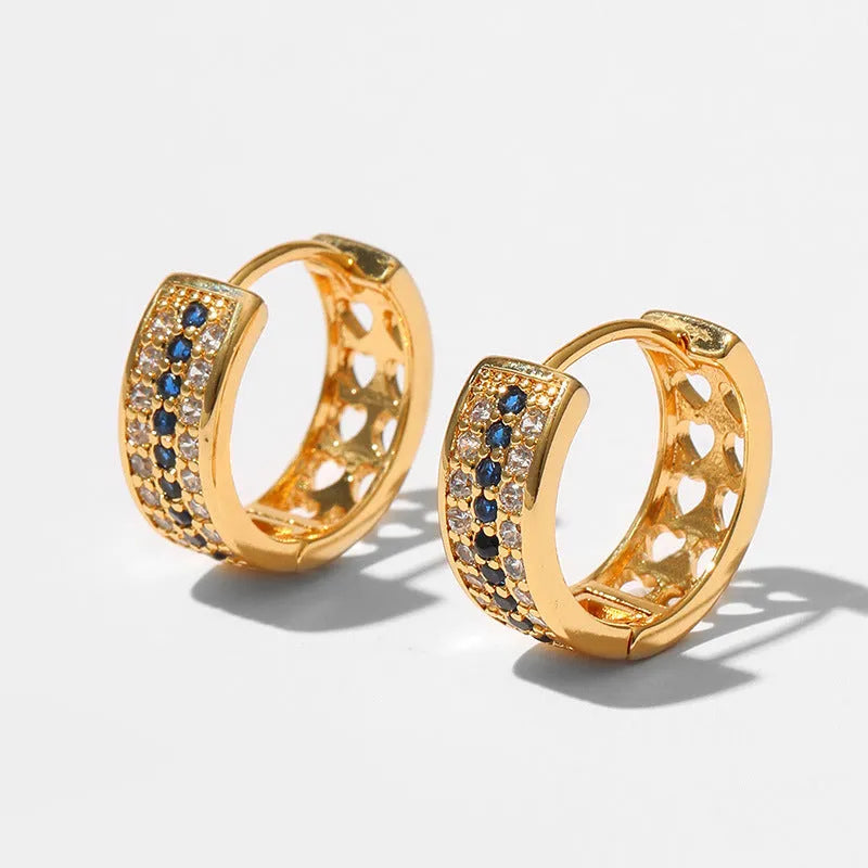 Round copper women's earrings with 18K gold electroplating in KE1268 colour on white background