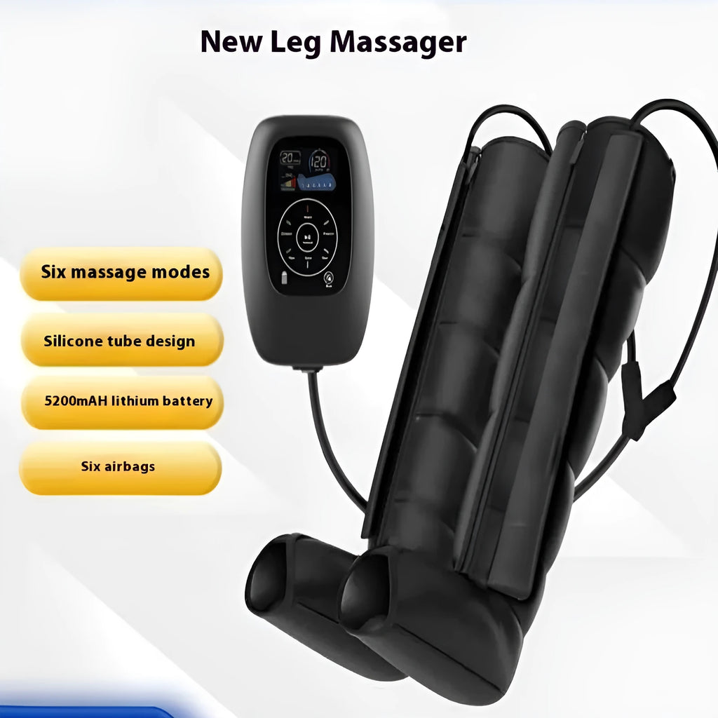 Air wave pressure massager for leg arm waist with handheld remote control battery powered