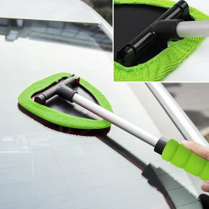 Car windshield cleaning brush in plastic, with red, green, and sapphire blue colour options