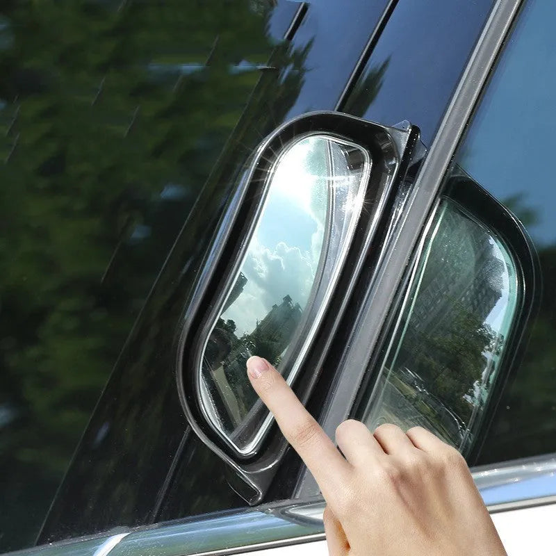 Black and white universal wide-angle car rearview mirror with two-row design.