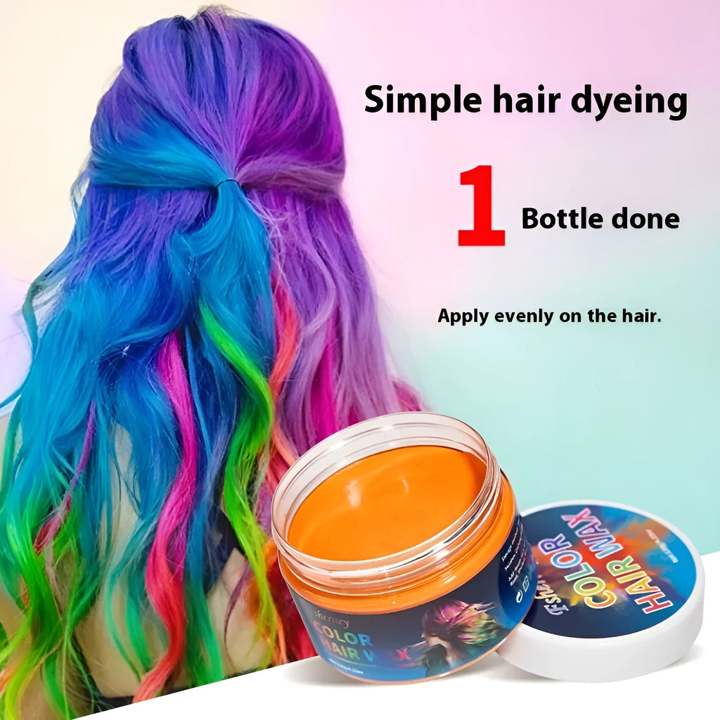 120g hair styling clay in nine colours including blue, green, purple, and rose red