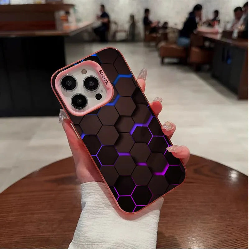 Frosted Chinese-style protective phone case for Apple iPhones with honeycomb pattern