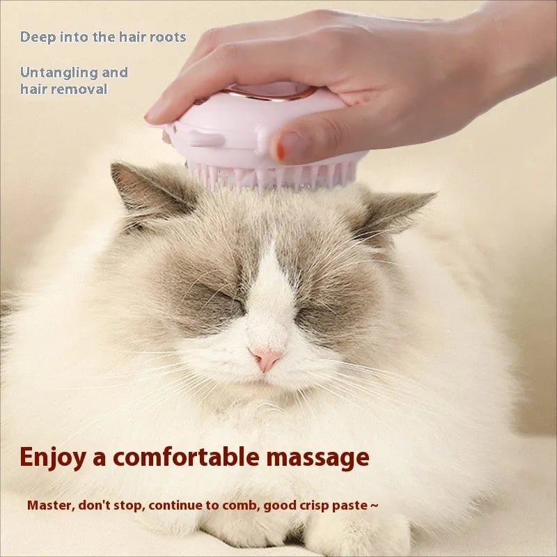 Multifunctional pet comb with laser toy for cats and dogs in pink and yellow ABS material