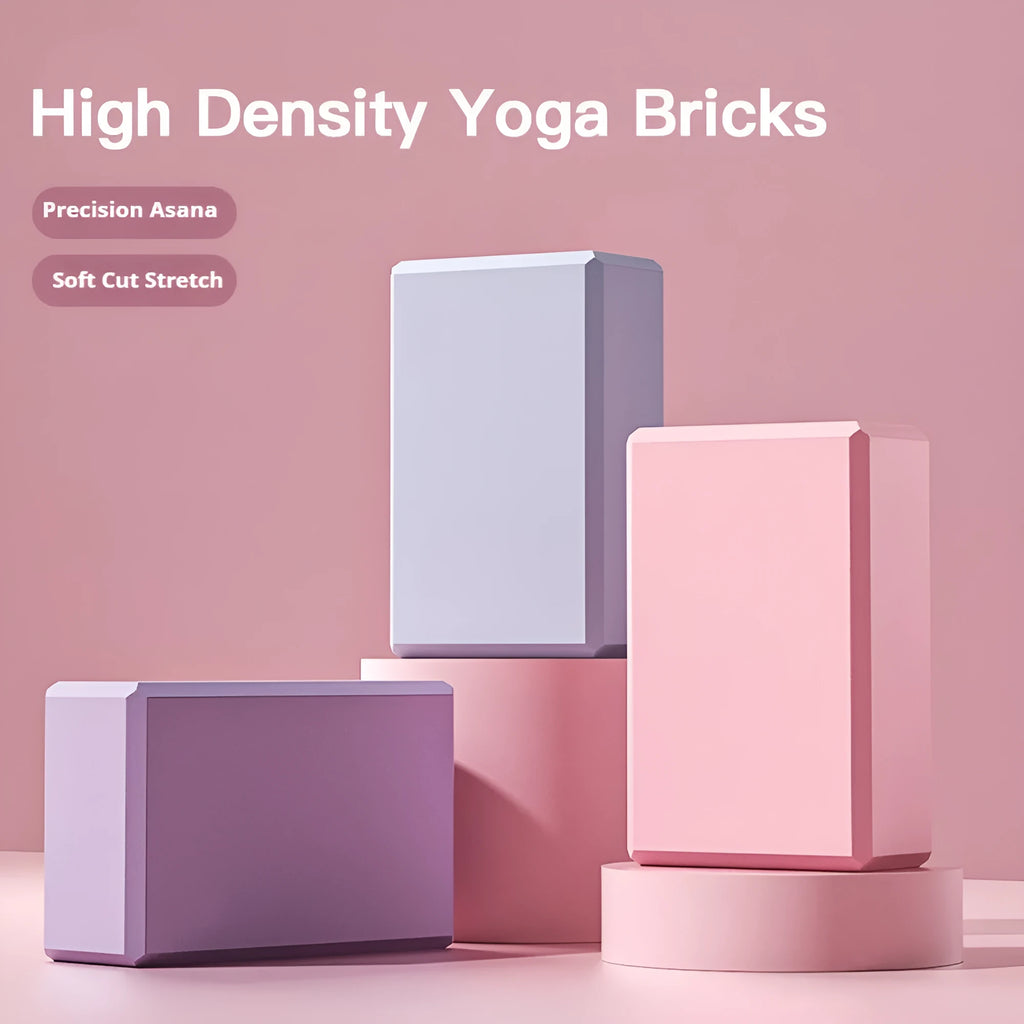 High density EVA foam yoga block with hexagonal facets and ridges in solid colour for pilates