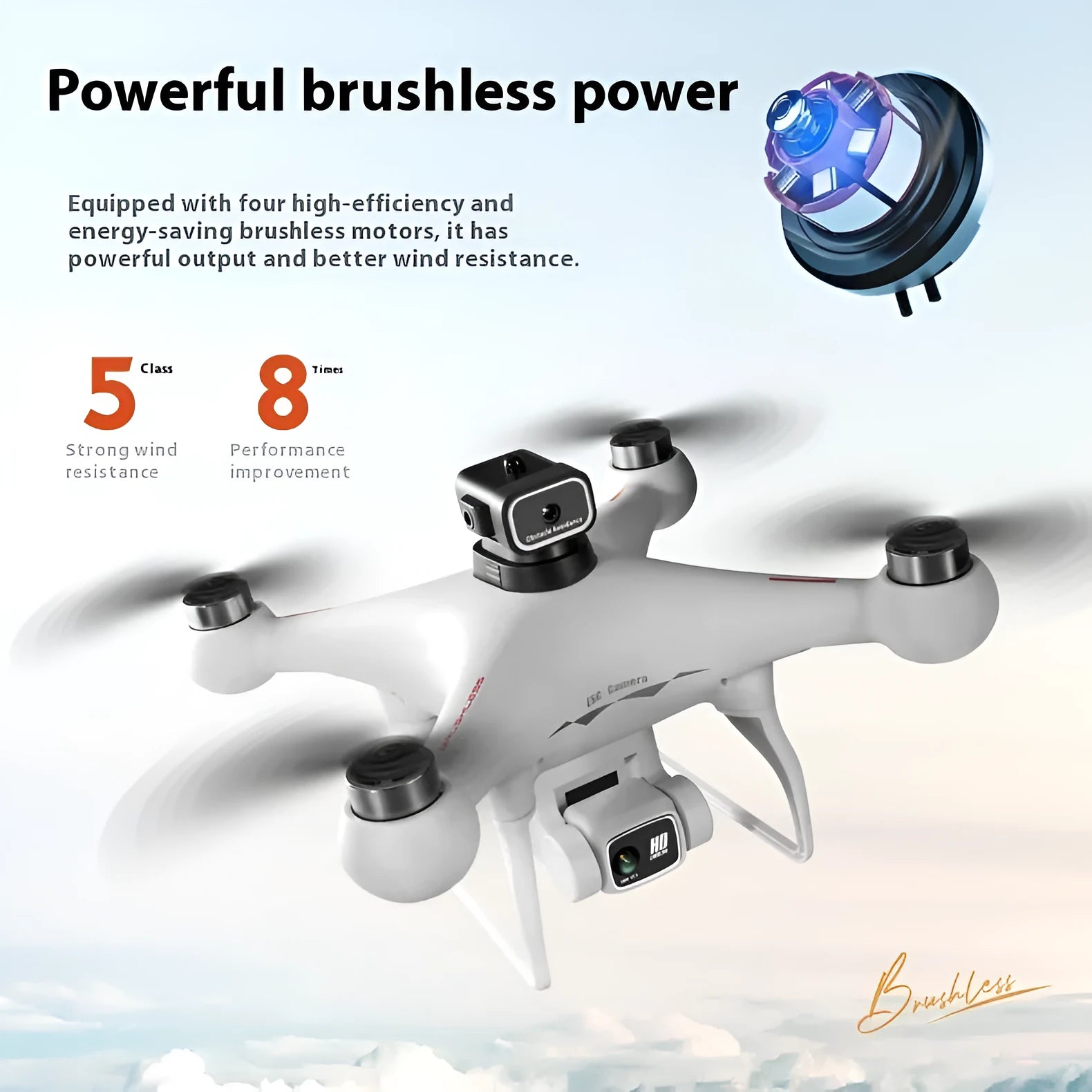 Black brushless motor drone with four obstacle avoidance sensors and dual HD cameras for aerial photography