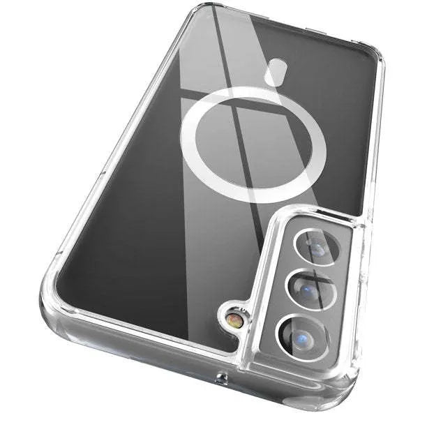 Transparent magnetic phone case for Samsung Galaxy smartphones with MagSafe charging compatibility