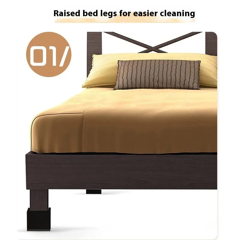 Four black thickened plastic floor mats for furniture leg levelling