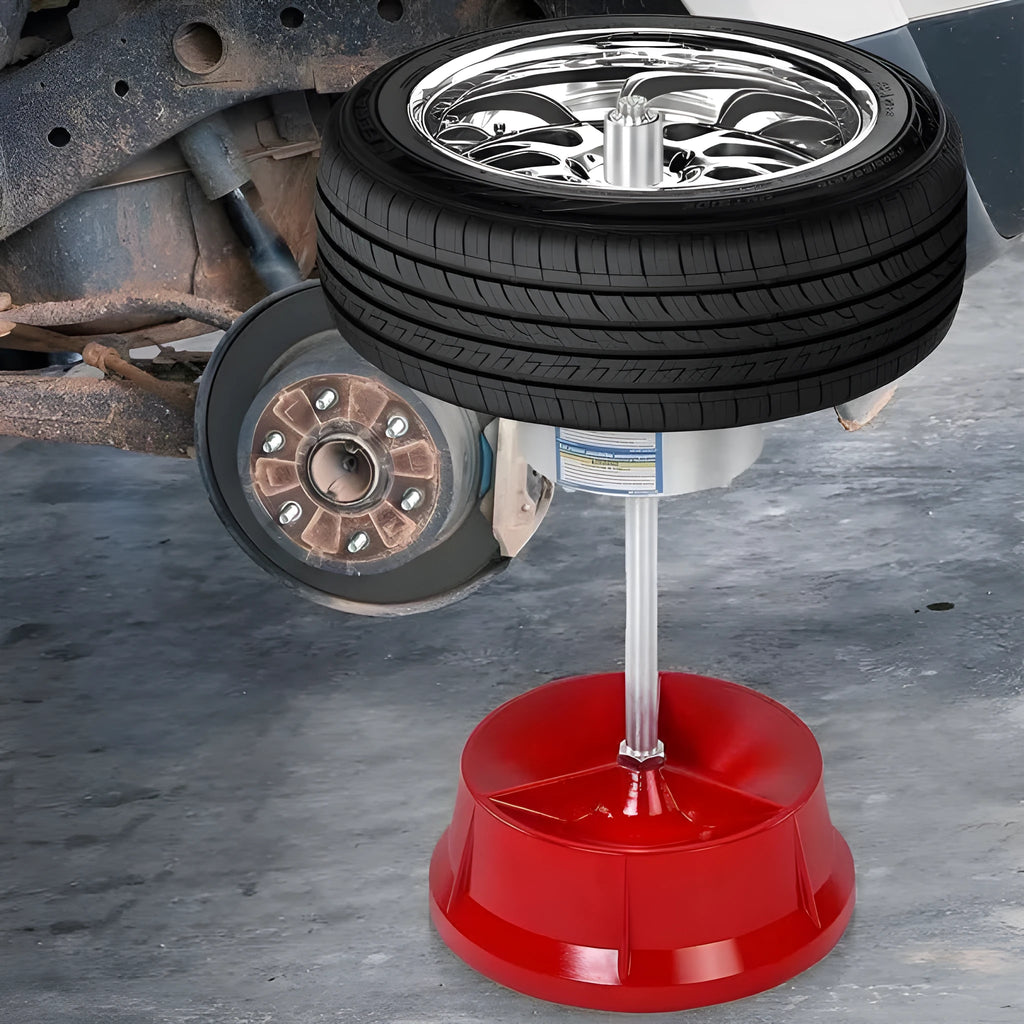 Portable wheel balancer with bull's eye level and aluminium head for tyre balancing