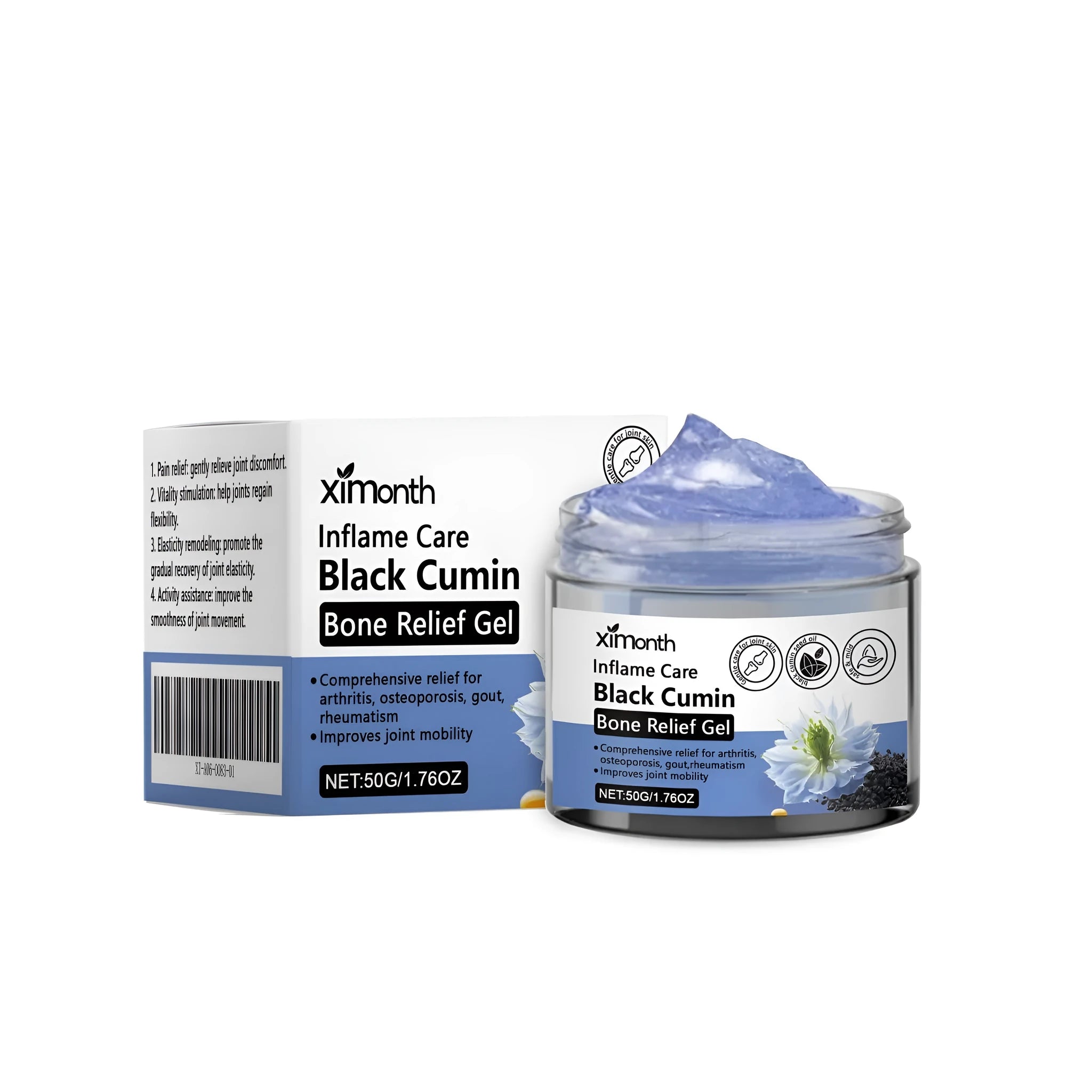 Joint Bone Relief Gel 50g tube with mint leaves and cumin seed oil for cooling joint and bone relief