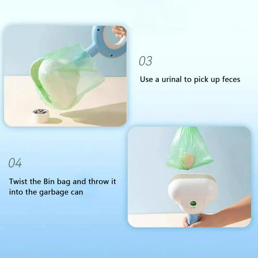 Pet dog pooper scooper with cloud shape jaw in blue colour on grass