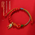 Hand-woven cinnabar peace blessing buckle bracelet Emperor red sand geometric national style women's accessory