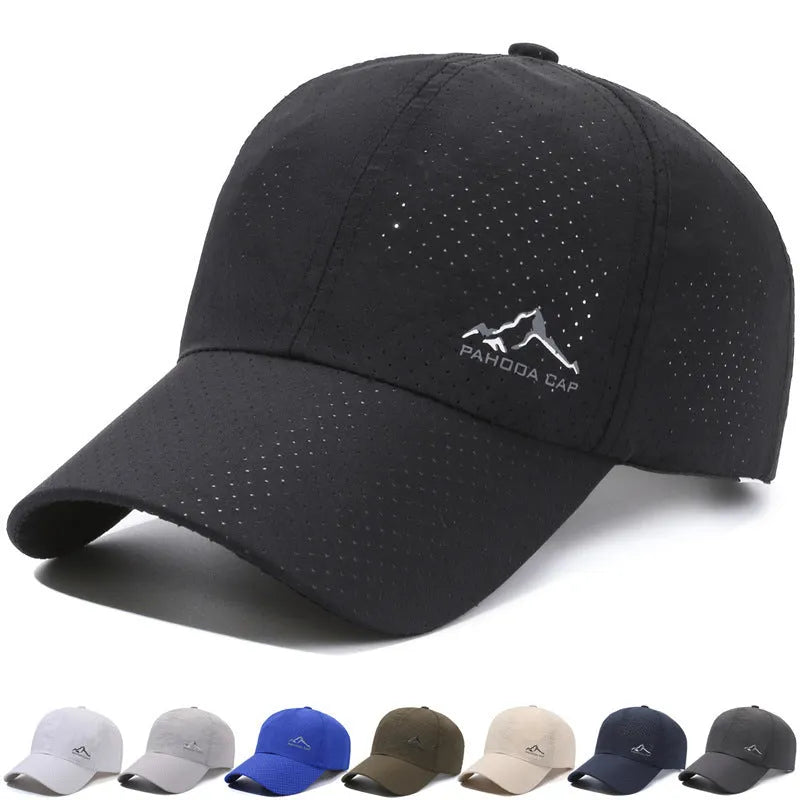 Korean-style adjustable baseball cap in polyester fabric for summer sun protection.