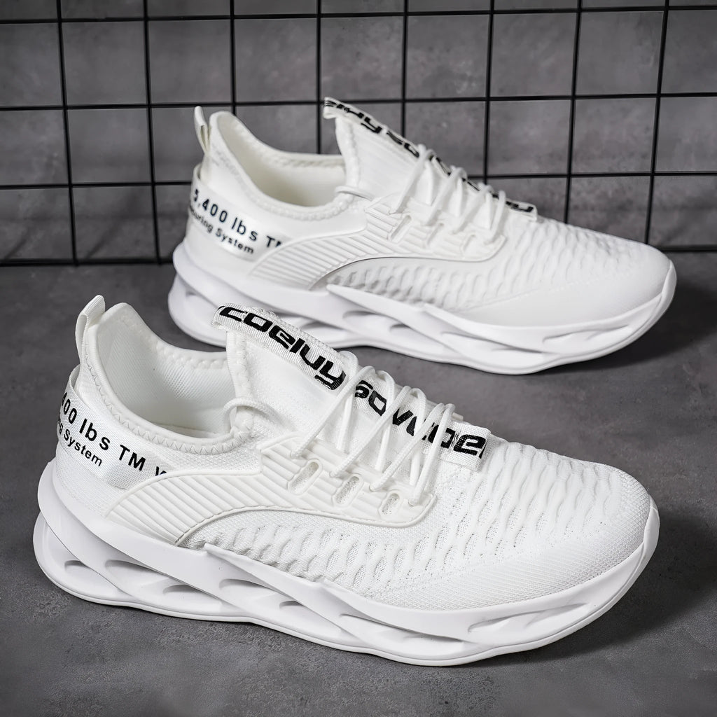 Casual FlyKnit lightweight women's breathable shoes in black with mesh upper and flat heel