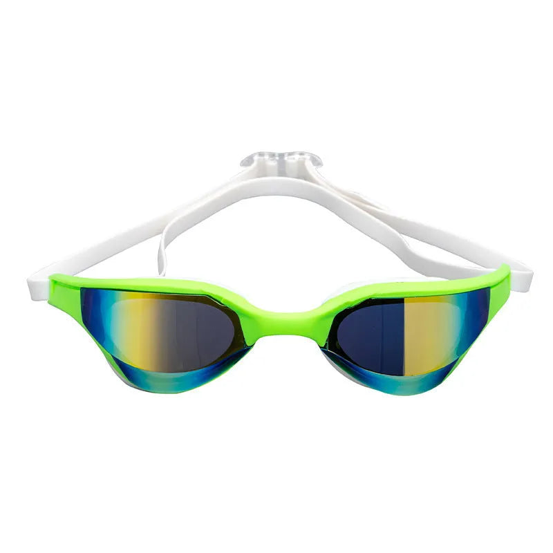 Anti-fog waterproof swimming goggles with mirrored lenses in a selection of colours