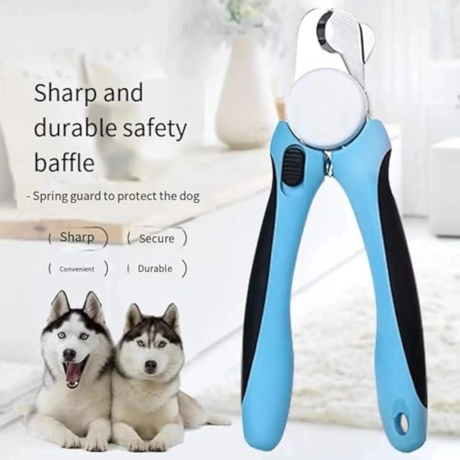 Blue heavy duty dog nail clippers with safety guard for large breeds and thick nails