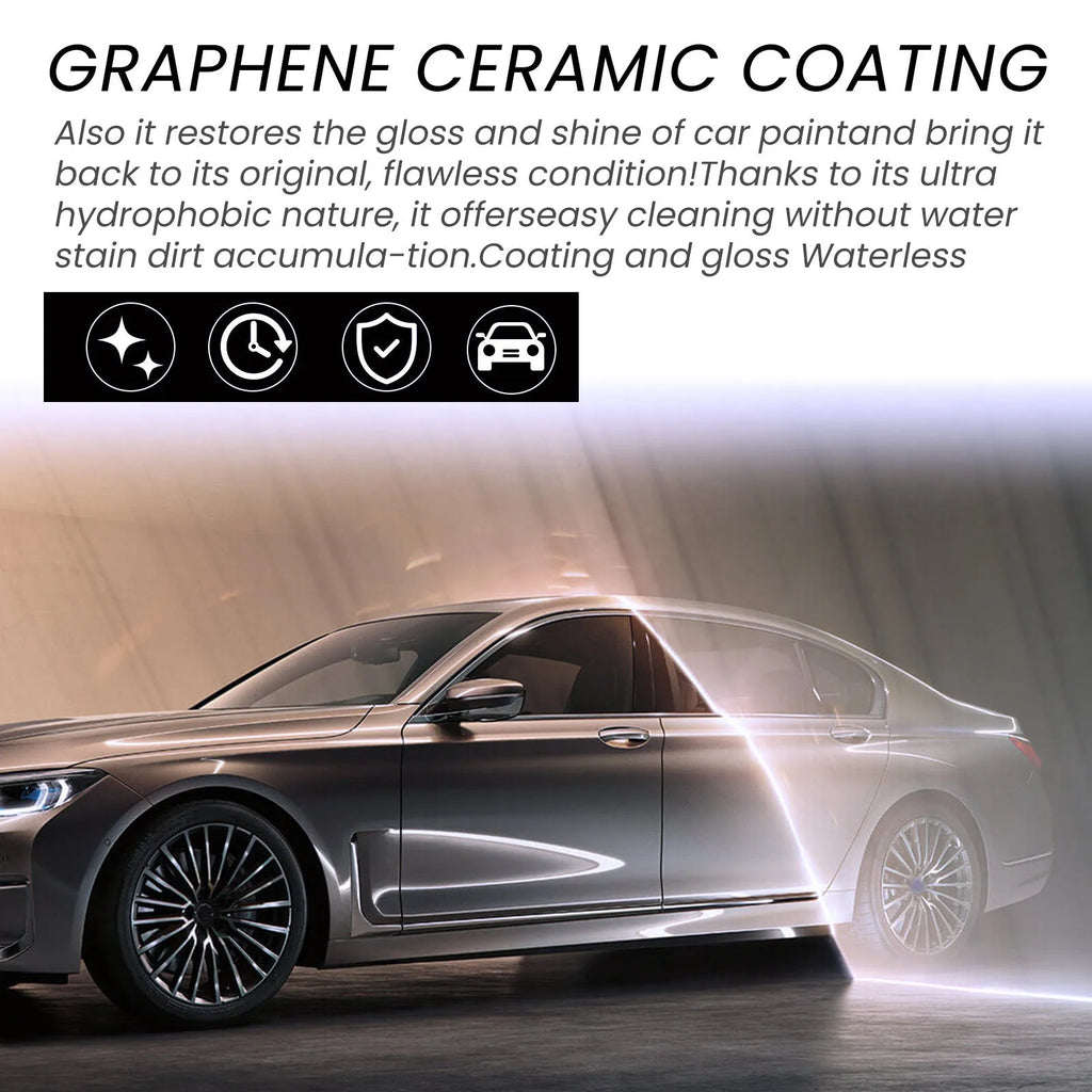 Automotive graphene ceramic coating 70ml kit with sponge, towel, gloves, and two coating cloths for car paint protection