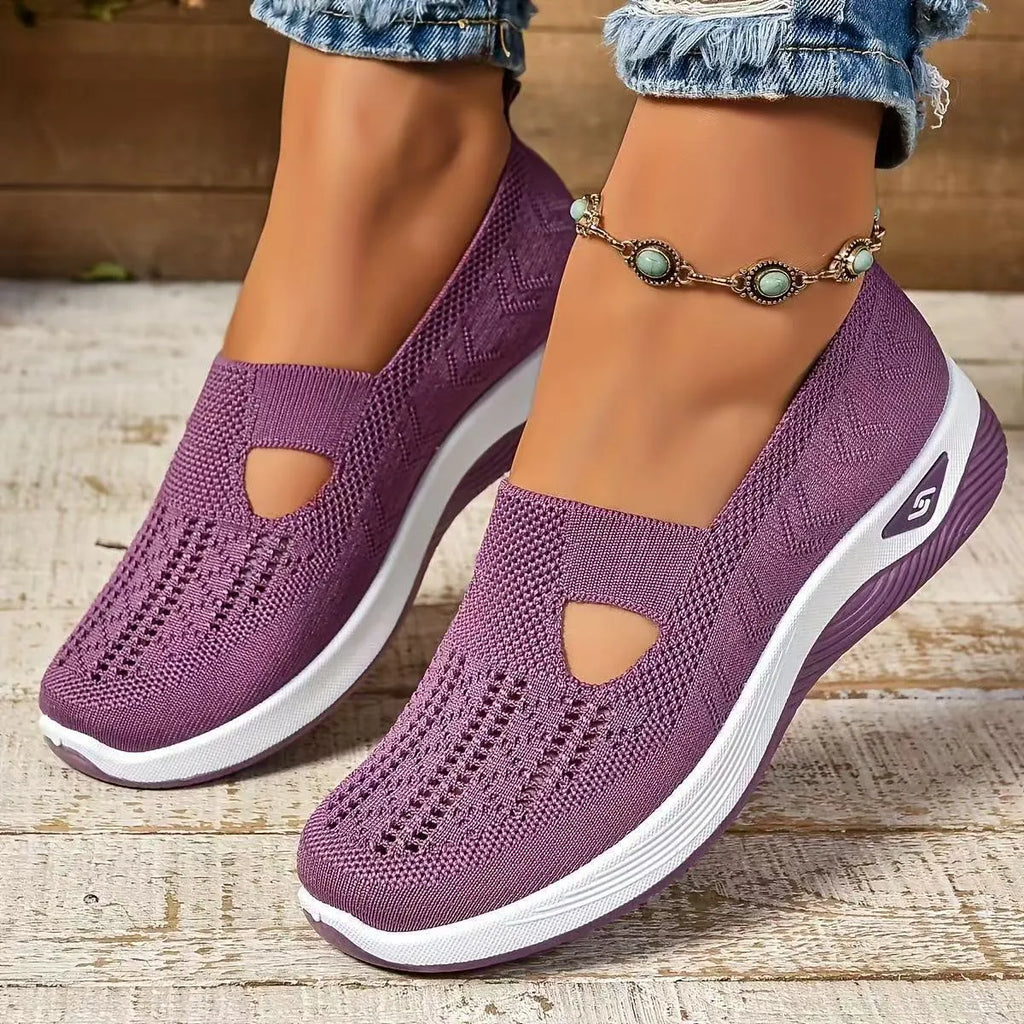 Women's casual mesh shoes with T-strap design in multiple colours